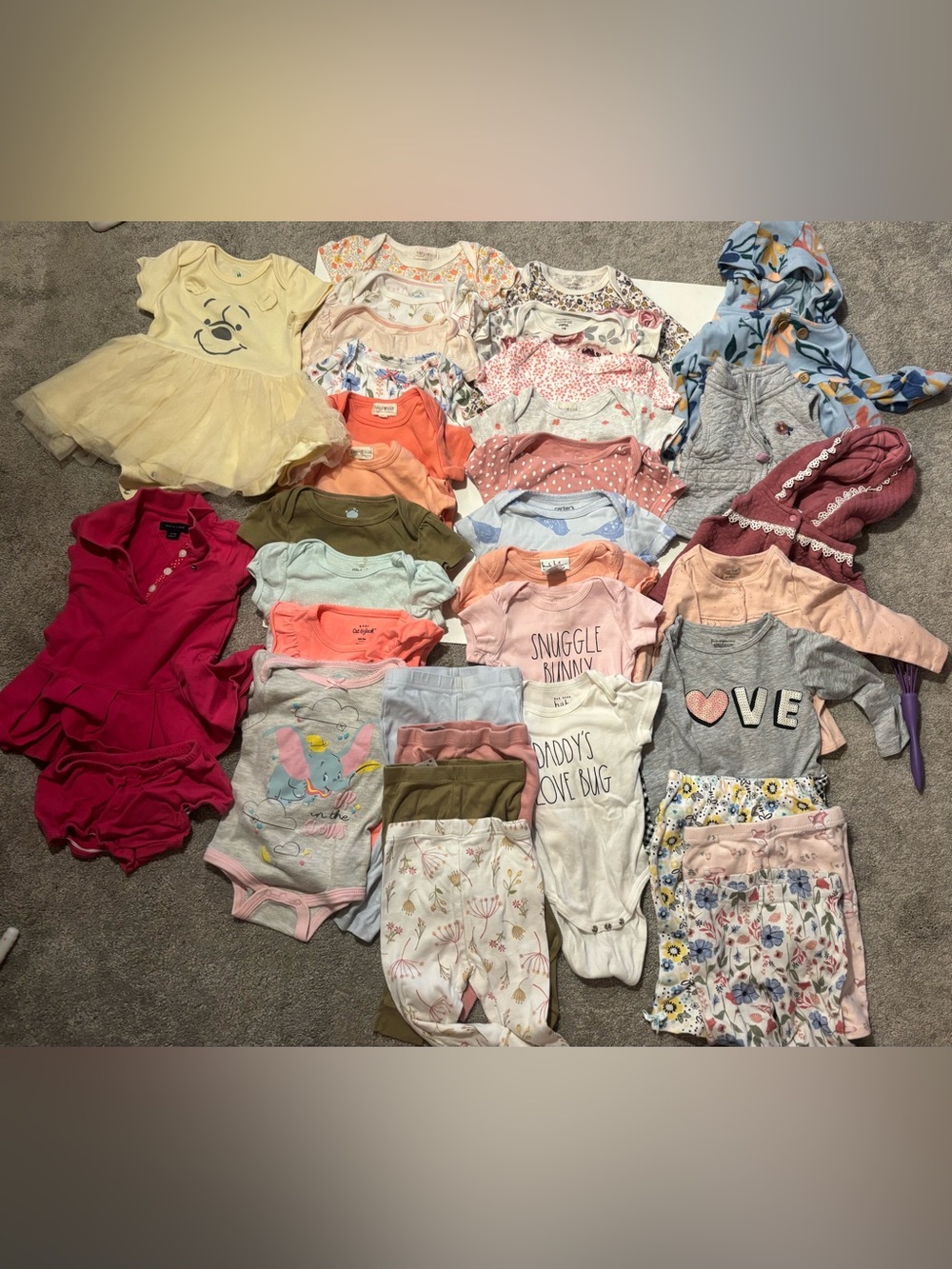 34 piece Lot Baby Girls Multi-Color Matching Onesies & Pants Set